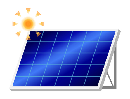 太陽光発電のパネルのイラスト素材 ソーラーパネル,太陽光発電,メガソーラー,太陽光電池パネル,太陽電池モジュール,ゼロエネルギー,energy,発電機,zero,ecoのイラスト素材