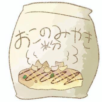 おこのみやき粉 おこのみやき粉,食べ物,袋,水彩,鉛筆のイラスト素材