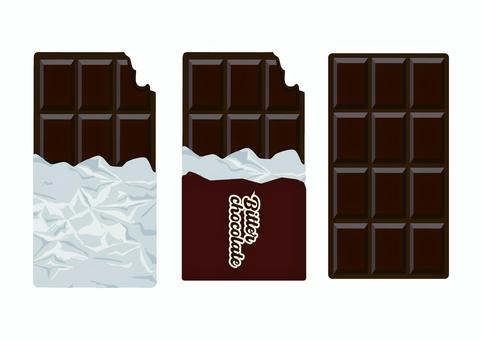 ビターの板チョコセット チョコ,ビターチョコ,板チョコ,包み紙,アルミのイラスト素材