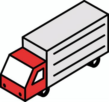 アイソメ　トラック赤 トラック,乗り物,車,アイソメトリック,立体,かわいい,線画,イラスト,フリー素材,無料のイラスト素材