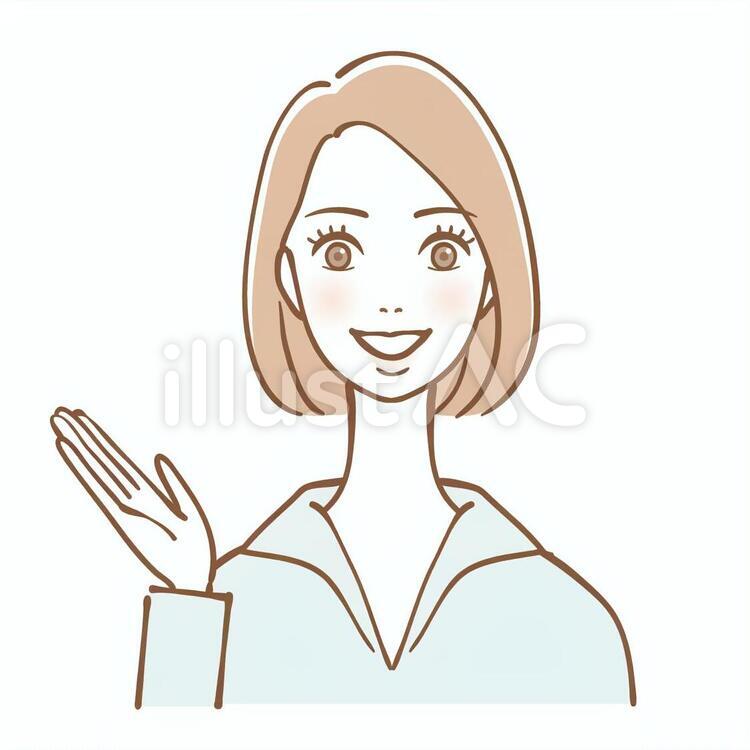 女性3　紹介　案内 女性,イラスト,案内のイラスト素材