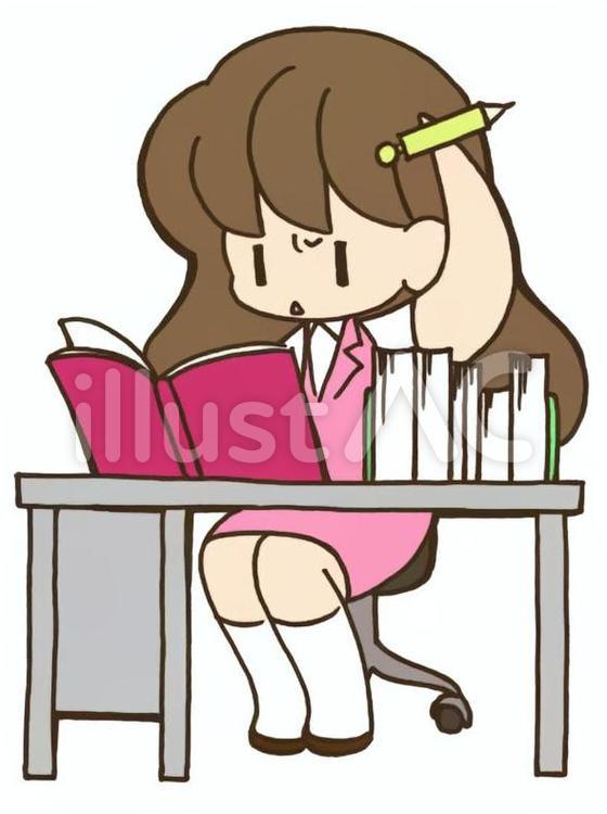  OLさん170615-1 ol,仕事,考えるのイラスト素材