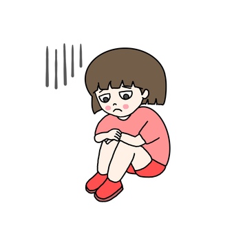 落ち込む女の子 落ち込む,寂しい,孤独,不安,女の子,心細い,沈む,しょんぼり,意気消沈,へこむのイラスト素材