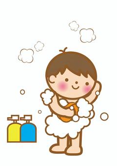 体を洗う男の子 お風呂,洗う,体,泡,ボディーソープ,入浴,男の子,人物,生活のイラスト素材