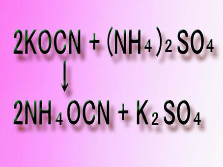 化学式のテクスチャのデザイン素材画像 化学式,反応式,テクスチャ,デザイン,シアン酸カリウム,硫酸アンモニウム,シアン酸アンモニウム,硫酸カリウム,複分解反応,二重置換反応のイラスト素材