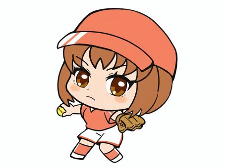 ソフトボール選手 女性 ソフトボール,選手,女性,スポーツ,ピッチャー,立ち絵,萌え系,ちびキャラ,かわいい系のイラスト素材