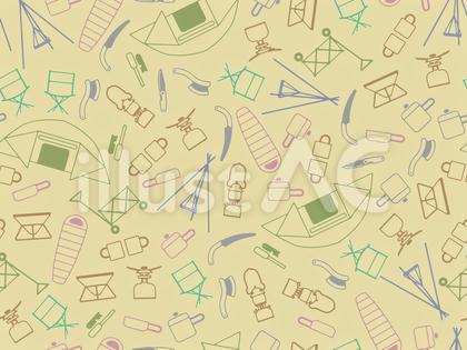 アウトドア用品パターン(ベージュ)