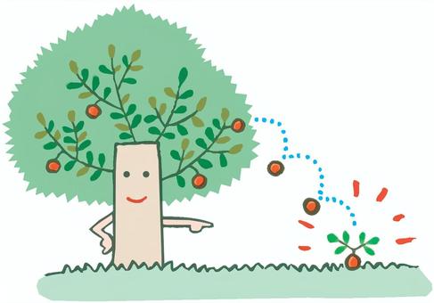 承継期 承継期,承継,親木,種,発芽,受け継ぐ,擬人化,地位,事業,仕事のイラスト素材
