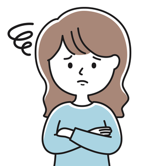 腕組2 上半身 女性_顔白-影 SLW 女性,レディ,呆れる,困る,やれやれ,腕組,怒る,叱る,うーん,もどかしいのイラスト素材