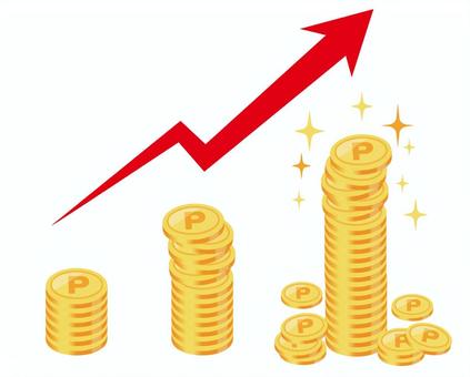 ポイント積み立て ポイント,積み立て,ポイ活,コイン,投資,資産運用,お金,イメージ,利益,増えるのイラスト素材