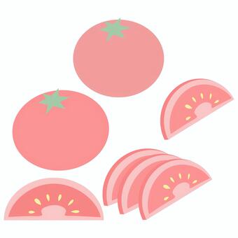 トマト トマト,セット,カット,スライス,食べ物,イラスト,素材,単品,シンプルのイラスト素材