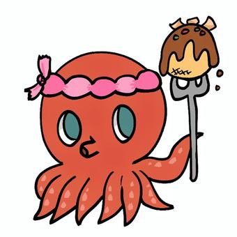 たこ焼きを持つタコ たこ焼き,タコ,はちまき,食べ物,海の生き物,夏,屋台,飲食,粉もん,おいしいのイラスト素材