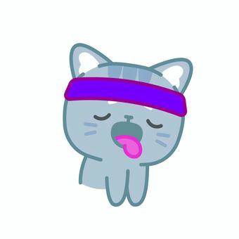 イラスト050 イラスト050 猫,疲れた,運動,かわいい,キャラクター,動物,イラスト,表情,ねこ,がんばるのイラスト素材
