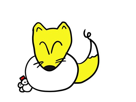 雪だるま 雪だるま,きつね,冬,動物,雪のイラスト素材