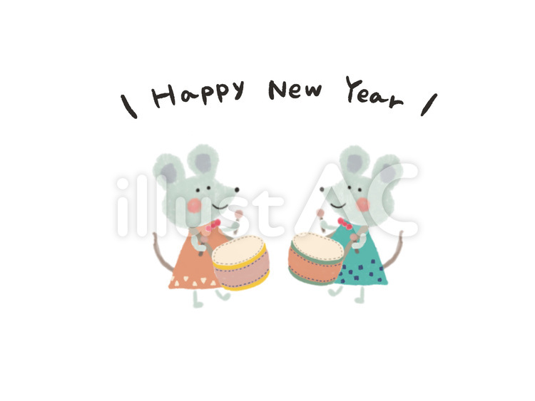 ねずみちゃん　年賀状素材 ねずみ,年賀状,年始のイラスト素材
