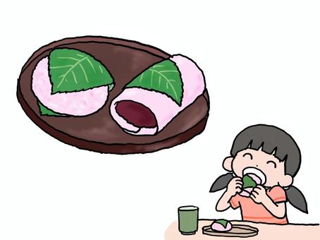 桜餅のイラスト
