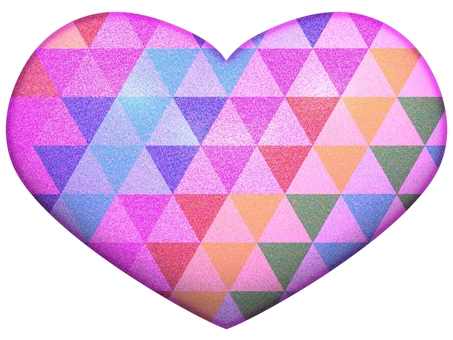 ピンクのハ−ト　三角形ポリゴン