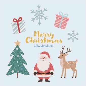 可愛いクリスマスのイラスト素材 サンタクロース,クリスマス,サンタ,クリスマスツリー,xmas,サンタさん,メリークリスマス,トナカイ,雪の結晶,プレゼントのイラスト素材