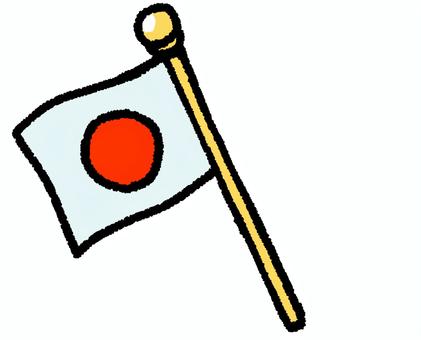 日本国旗 国旗,日本,ポップ,太線,ゆるい,日の丸,かわいい,手持ち,フラッグのイラスト素材