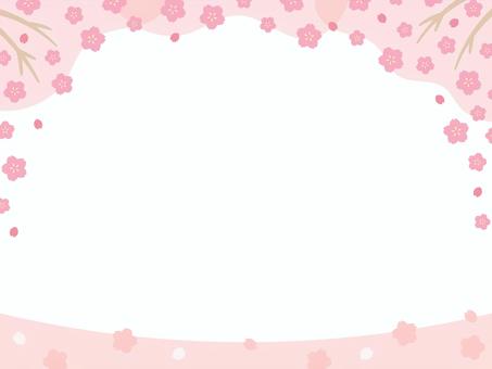 桜の花の春の背景、白背景 桜,春,背景,フレーム,さくら,花,枠,飾り枠,おしゃれ,かわいいのイラスト素材