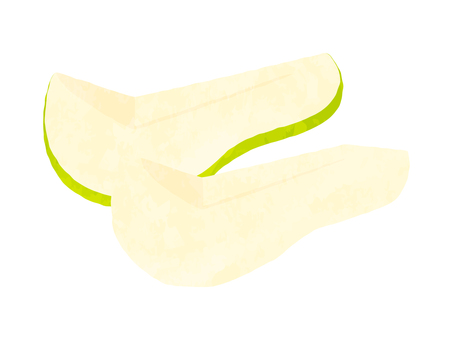 くし切りにした洋梨_水彩風 梨,洋梨,果物,食べ物,くし切り,くし形,カット,水彩風,かわいい,イラストのイラスト素材