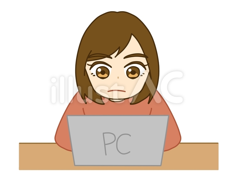PCをする女性 pc,女性,作業のイラスト素材