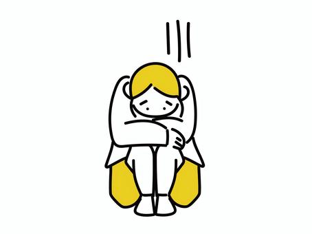 膝を抱えて落ち込んでいる女の子 落ち込む,女の子,人物,女性,膝,抱える,ショック,しょんぼり,ベクター,カットイラストのイラスト素材