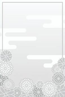 Chrysanthemum monochrome mourning postcard, , JPG