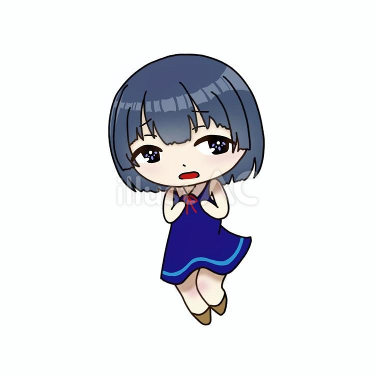 幸が薄い女の子の焦り顔 女性,可愛い,ゆるかわのイラスト素材