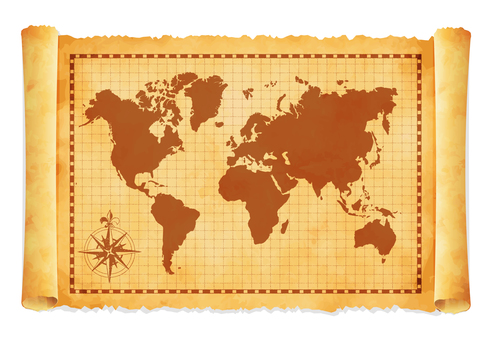 色褪せた古い世界地図イラスト 色褪せた古い世界地図イラスト 地図,マップ,古地図,世界地図,レトロ,ワールド,地理,バックグラウンド,茶色,古いのイラスト素材