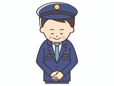 お辞儀をする男性警察官 お辞儀,お礼,挨拶,礼,警察官,お断り,感謝,ありがとう,笑顔,警察のイラスト素材