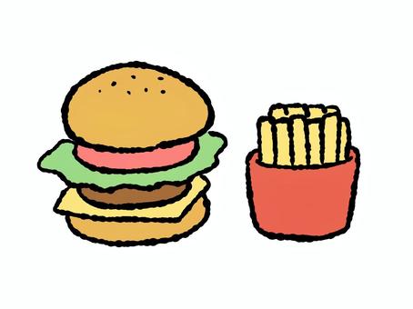 ハンバーガー　ポテト