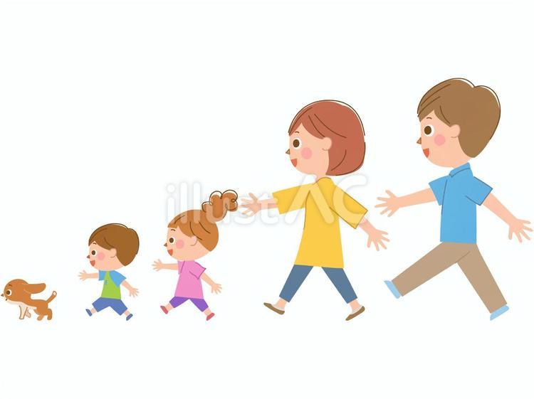 歩く家族 人,人物,家族のイラスト素材