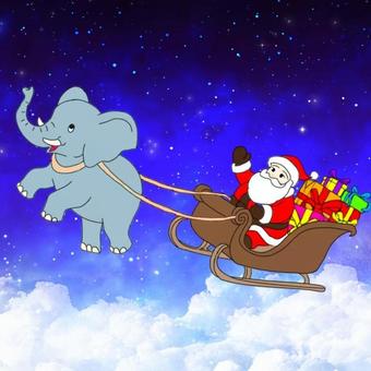 【不合理な絵】どこがへん？　クリスマス サンタ,クリスマス,ぞう,間違い,どこがへん,認知,療育,保育,プリント,言語聴覚療法のイラスト素材
