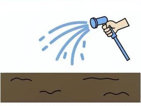 畑の土に水をまくホースのイラスト ホース,水やり,畑,農業,散水,水まき,手,ボディパーツ,農作業,園芸のイラスト素材