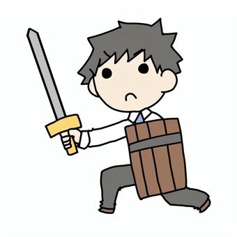 A man who seriously fights with a sword, , JPG and PNG