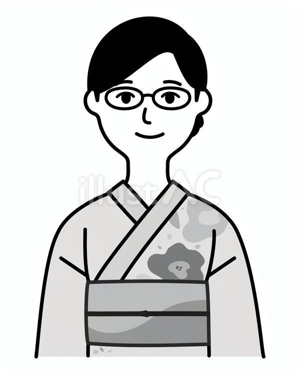 アイコン(眼鏡をかけた浴衣姿の女性11) 人物,女性,浴衣のイラスト素材
