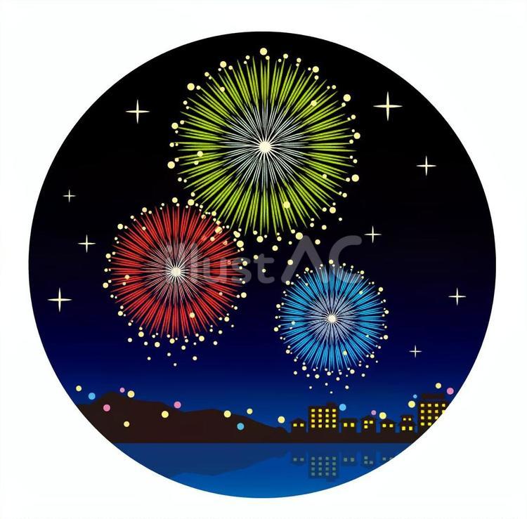 花火06(緑赤青) 花火,アイコン,あしらいのイラスト素材