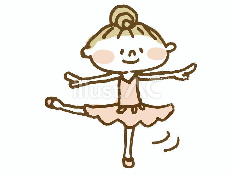 バレエを踊る女の子 小学生,手描き,子どものイラスト素材