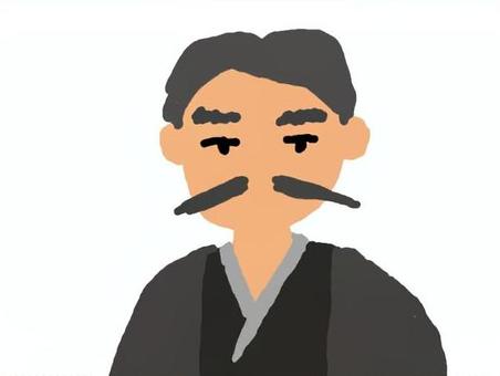 着物姿のヒゲ男性 髭,中年,男,偉い人,着物姿のイラスト素材