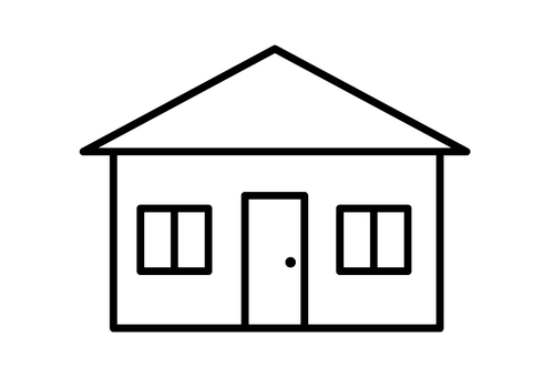 シンプルな家のイラスト 戸建て,ロゴ,線画,モノクロ,黒,白,可愛い,家,アイコン,住宅のイラスト素材