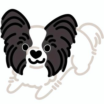 ハート鼻のパピヨン（ふせ）4 パピヨン,犬,動物,ハート,鼻,ふせ,シンプル,かわいい,キュート,デフォルメのイラスト素材