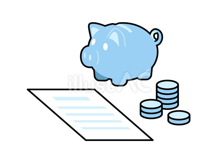 貯金と書類のイラスト03 ビジネス,現金,お金のイラスト素材