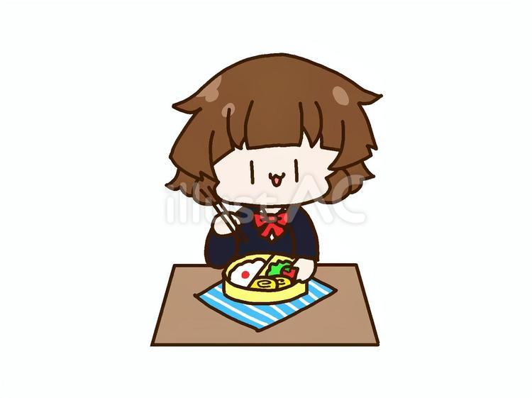 昼休み　お弁当を食べる制服姿の女の子 お弁当,食べる,高校生のイラスト素材