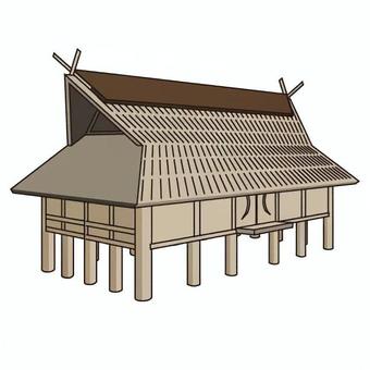 総柱建物 総柱建物 弥生時代,総柱建物,柱,屋根,構造物,遺跡,歴史,考古学,文化,暮らしのイラスト素材