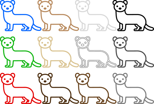 ピクトグラムのオコジョです。 ピクトグラム,オコジョ,シンプル,イタチ科,動物,小さいのイラスト素材