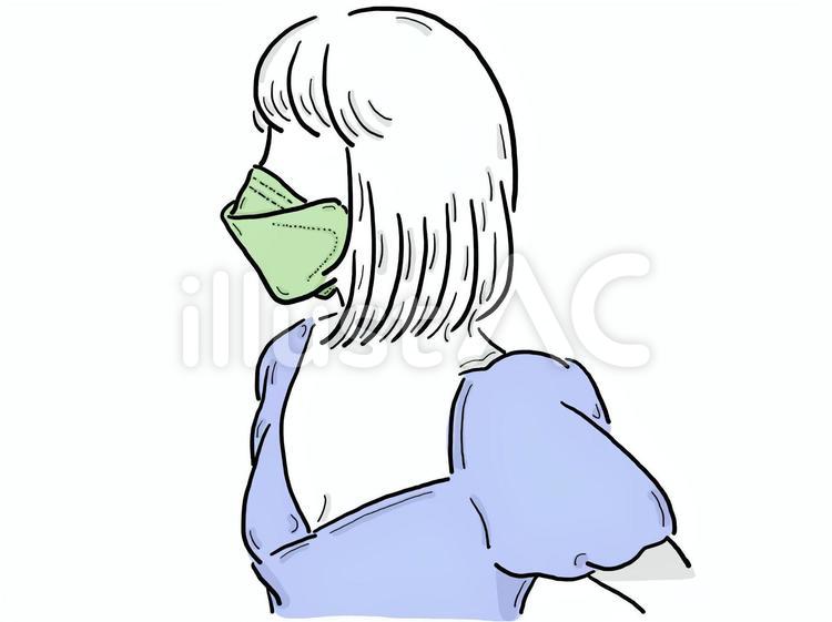 マスクをする女性 マスク,立体マスク,使い捨てマスクのイラスト素材