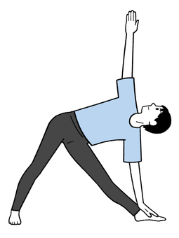 手書き_ヨガポーズ_三角のポーズ_02 ヨガ,三角のポーズ,ストレッチ,リラックス,健康,運動,フィットネス,柔軟,瞑想,体幹のイラスト素材