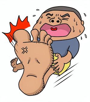 こむら返りを起こす男性 こむら返り,足,攣る,痛い,汗,男性,痙攣,かわいい,手描き,ゆるいのイラスト素材