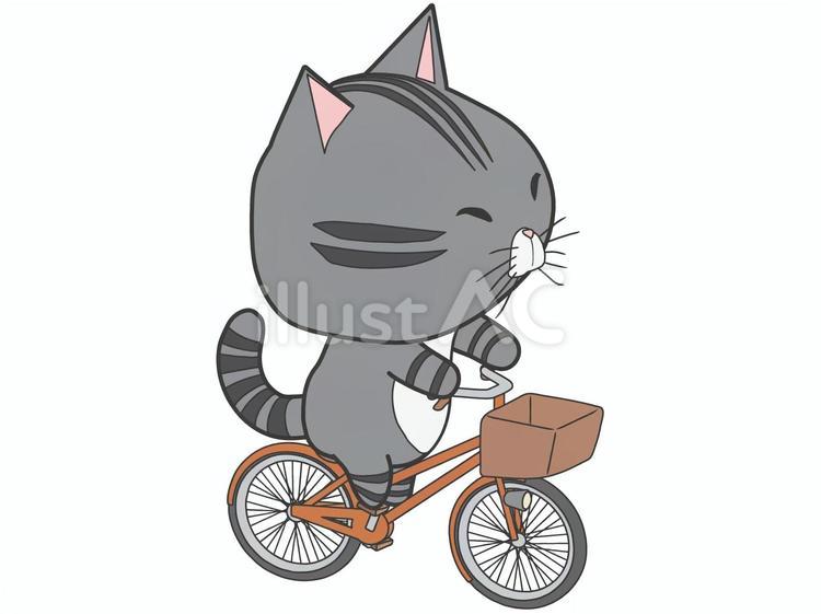 自転車_猫 自転車,猫,さばとらのイラスト素材
